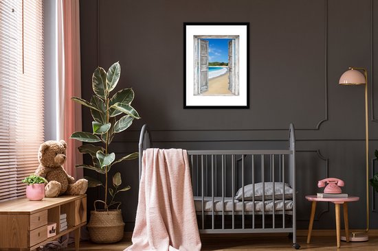 Fotolijst incl. Poster - Zee - Tropical - Doorkijk - Strand - 60x80 cm - Posterlijst