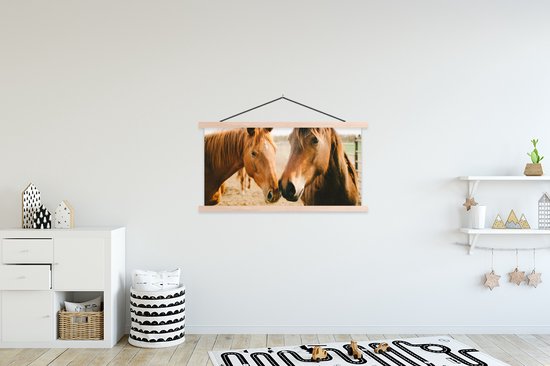 Porte-affiche avec affiche - Affiche scolaire - Cheval - Plage - Animaux - 150x75 cm - lattes vierges