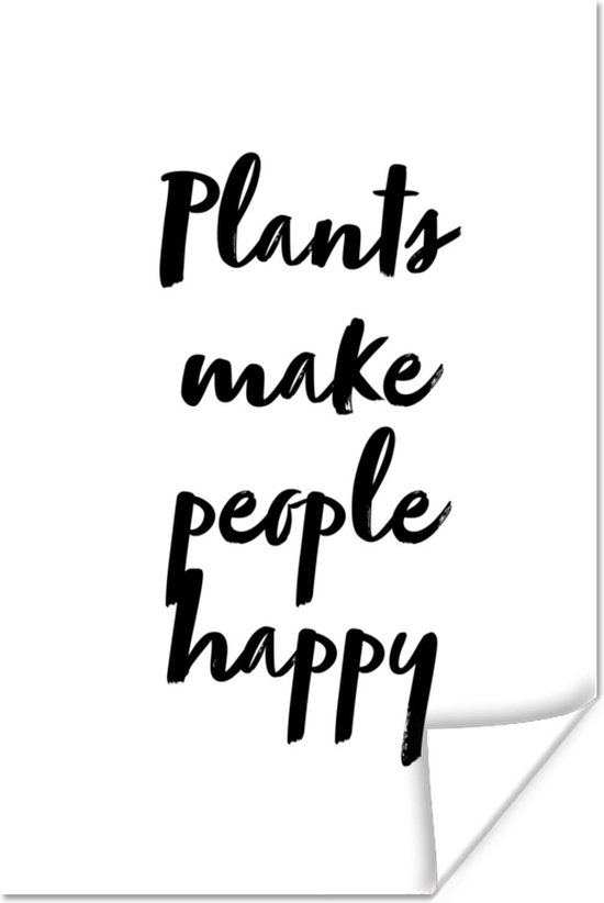 Poster Tekst Plants make people happy Quotes Planten 20x30 cm bol