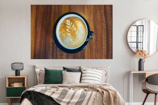 Poster Koffie - Tafel - Hout - 180x120 cm XXL