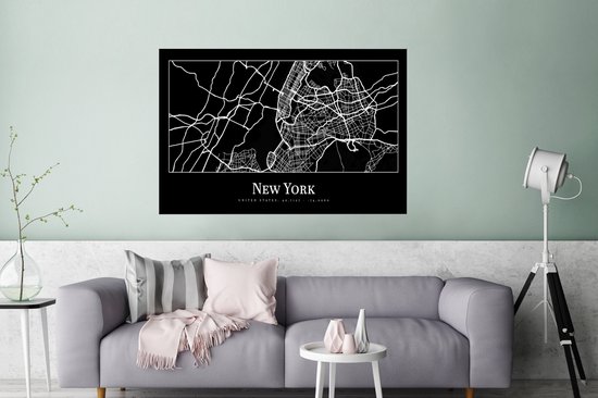 Poster Carte - New York - Plan de la ville - Plan d'étage - 120x80 cm