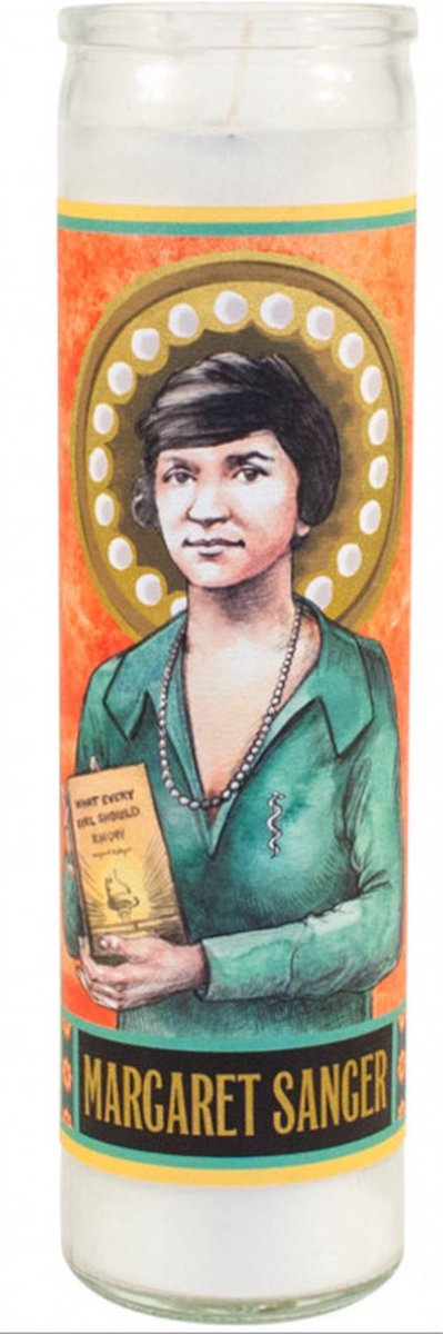 Margaret Sanger Secular Saint Candle - 8.5 Inch Glass Prayer Votive - 0814229005919