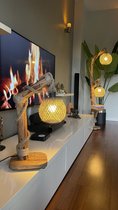 Double T Concept® Lampe de Table en Pin Simple - Lampe de Table en Bois - Trendy - Lampe Tronc d'Arbre Tendance - Industriel - Rural - Bois Naturel - Bohème - 50cm/60cm -