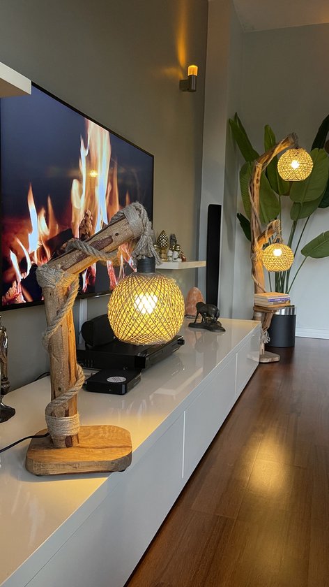 Double T Concept® Enkele Pijnboom Tafellamp - Houten Tafellamp - Nachtlamp  - Trendy... | bol.com