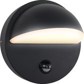 Olucia Shelby - Moderne Buiten wandlamp met bewegingssensor - Aluminium - Zwart
