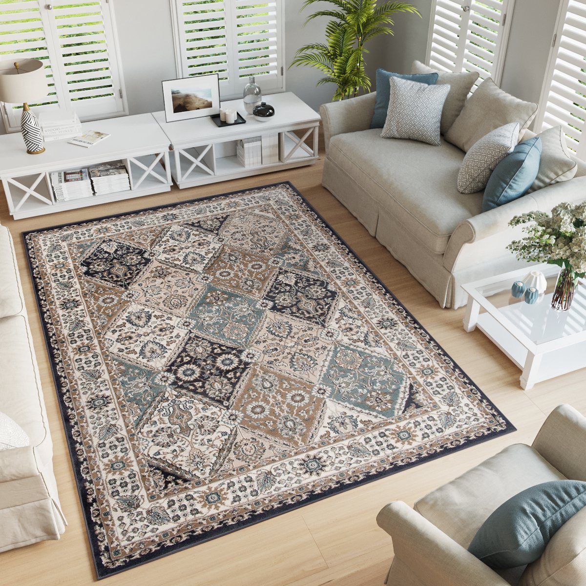 Tapiso Dubai Vloerkleed Bloemen Tapijt Carpet Oriental Oosters Maat- 60x100