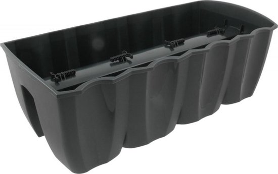 Prosperplast Plantenbak - railing - kunststof - 58 cm - antraciet grijs kleur voor buiten
