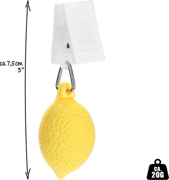 Tafelkleedgewichten clips zwaar kunststof fruitdesign natuur citroen tafelkleedclip 8 stuks - Merkloos