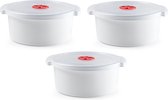 Set van 3x stuks magnetron voedsel opwarm container/schaal van 3 liter 25 x 23 x 10 cm