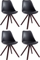 CLP Toulouse Set van 4 stoelen - Vierkant - Kunstleer zwart cappuccino