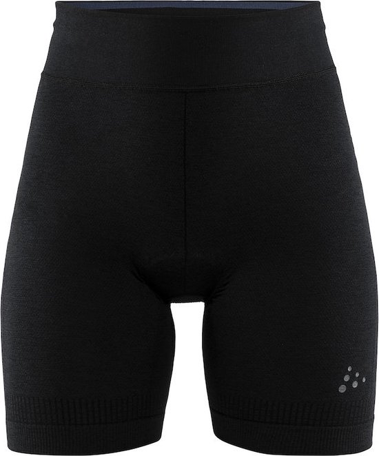 Zwarte Craft fietsboxer met een brede, elastische tailleband en een discrete Craft-logo aan de onderkant.