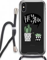 Case Company® - Hoesje met koord geschikt voor iPhone XS hoesje met Koord - Hey you cactus - Telefoonhoesje met Zwart Koord - Extra Bescherming aan alle Kanten en Over de Schermrand