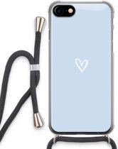 Case Company® - Hoesje met koord geschikt voor iPhone SE 2020 hoesje met Koord - Klein Hart Blauw - Telefoonhoesje met Zwart Koord - Extra Bescherming aan alle Kanten en Over de Schermrand