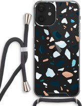 Case Company® - Coque iPhone 12 avec cordon - Terrazzo N°13 - Coque pour téléphone avec cordon Zwart - Protection Extra sur tous les côtés et sur le bord de l'écran
