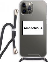 Case Company® - Hoesje met koord geschikt voor iPhone 12 Pro Max hoesje met Koord - Ambitchious - Telefoonhoesje met Zwart Koord - Extra Bescherming aan alle Kanten en Over de Schermrand