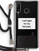 Case Company® - Hoesje met koord geschikt voor Huawei P30 Lite hoesje met Koord - Fight for my fairytale - Telefoonhoesje met Zwart Koord - Bescherming aan alle Kanten en Over de Schermrand