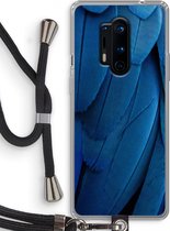 Case Company® - Hoesje met koord geschikt voor OnePlus 8 Pro hoesje met Koord - Pauw - Telefoonhoesje met Zwart Koord - Bescherming aan alle Kanten en Over de Schermrand