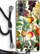 Case Company® - Hoesje met koord geschikt voor OnePlus Nord 2 5G hoesje met Koord - Classic Flora - Telefoonhoesje met Zwart Koord - Bescherming aan alle Kanten en Over de Schermrand