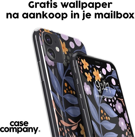 Case Company® - Coque iPhone 13 - Fleurs avec feuilles bleues - Coque souple pour téléphone - Protection tous côtés et bord d'écran