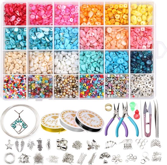 Perles de rocaille en Glas - Perles de lettre - Kit avec boîte de Bijoux -  Fabrication... | bol