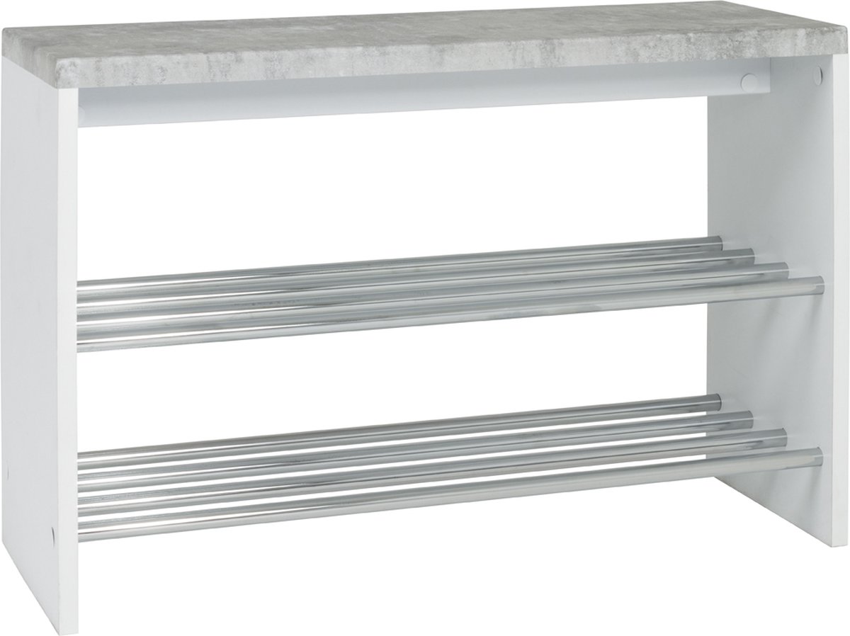 HakuShop Schoenenrek - Beton look - MDF - 6 paar schoenen - Plank - 81x30x55cm
