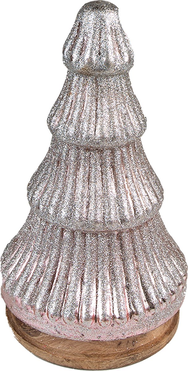 Kerstdecoratie Kerstboom 24 cm Roze Hout