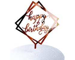 Happy Birthday TaartTopper Rose Goud TaartDecoratie Cake Topper Taart Topper Decoratie Verjaardag Versiering – 1 Stuk