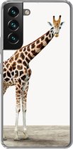 Geschikt voor Samsung Galaxy S22 hoesje - Giraffe - Dieren - Witte achtergrond - Kinderen - Jongen - Meisje - Siliconen Telefoonhoesje