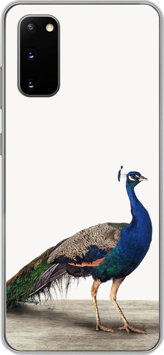 Telefoonhoesje Geschikt voor Samsung Galaxy S20 hoesje - Pauw - Veren - Vogel - Kinderen - Jongens - Meisjes - Siliconen Telefoonhoesje Telefoonhoesje
