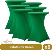 Statafelrok groen 80 cm - per 6 - partytafel - Alora tafelrok voor statafel - Statafelhoes - Bruiloft - Cocktailparty - Stretch Rok - Set van 6