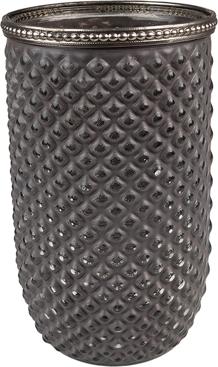 Clayre & Eef Theelichthouder Ø 10x17 cm Grijs Glas