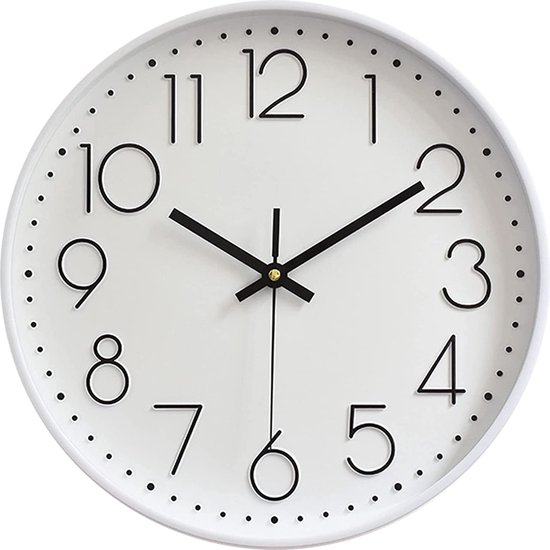 Wonix® - Horloge Murale - Klok Silencieuse - 30cm - Wit et Zwart