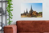 Beau ciel bleu sur les temples en toile d'Ayutthaya 60x40 cm - Tirage photo sur toile (Décoration murale salon / chambre)