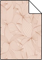 Proefstaal ESTAhome behangpapier getekende bladeren terracotta roze - 139495 - 26,5 x 21 cm