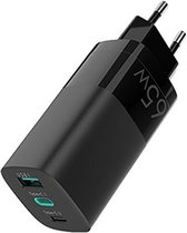 DrPhone HALO12 - Mini Super Snel Lader – 65W – 3-Poorts USB C1/2 / USB A - QC3.0 PD 3.0 - Geschikt voor Surface Smartphones/Tablets & Laptops - Zwart