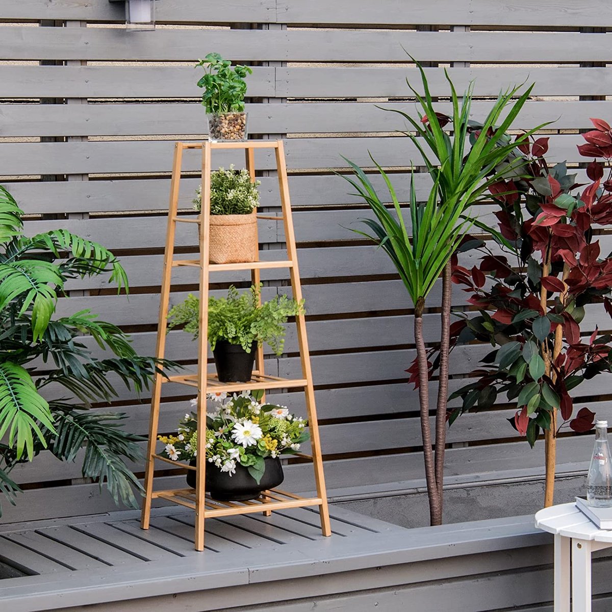 LIVINGSIGNS Planche à fleurs en bambou à 4 niveaux, jardinière en — free download
