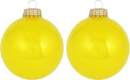 8x Full Sun boules de Noël en verre jaune fluo 7 cm décoration sapin de Noël  -... | bol