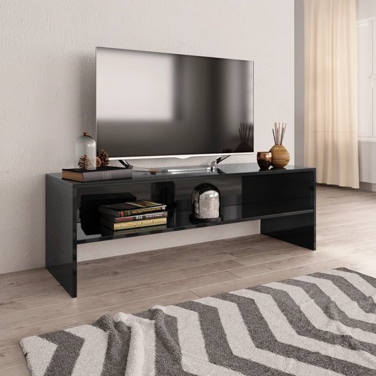 VidaLife Tv-meubel 120x40x40 cm spaanplaat hoogglans zwart