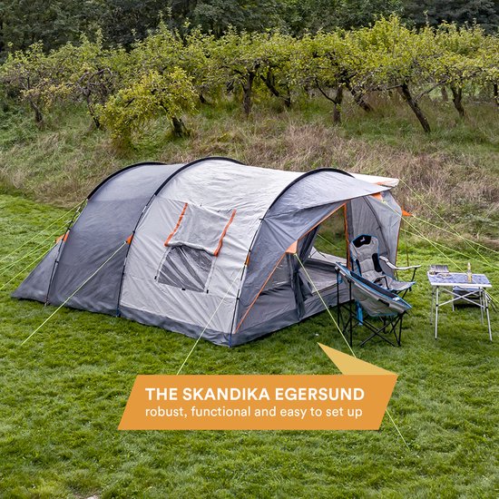 Tente Tunnel Skandika Egersund 7 XL Sleeper Protect (grise) – Neuve 7 Pers