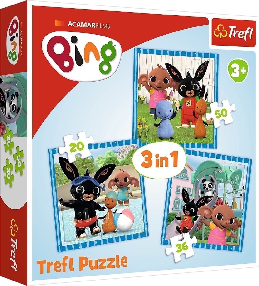 Puzzle 3 en 1 Trefl Bing - 20/36/50 pièces | bol.com