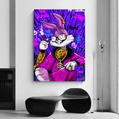 Luxe Canvas Schilderij Bugs Bunny | 75x100 | Woonkamer | Slaapkamer | Kantoor | Muziek | Design | Art | Modern | ** 4CM DIK! 3D EFFECT**