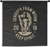 Wandkleed - Wanddoek - Sport - Retro - Quotes - 120x120 cm - Wandtapijt