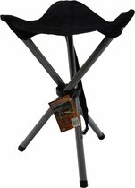 Zwarte opvouwbare lichtgewicht campingkruk/visserskruk 31 x 50 cm - Outdoor/vakantie - Inklapbaar stoeltje/krukje