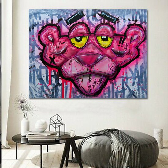 Tableau Toile Luxe Panther Pink | 100 x 150 | Salle de séjour | Chambre à  coucher |... | bol