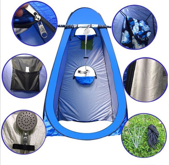 TDR-Outdoor camping douchetent met drie ramen-omkleedtent-150*150*190cm-blauw
