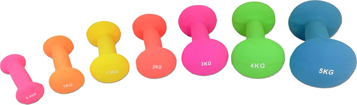 Tunturi Dumbbell set - 2 x 2,0 kg - Neopreen - Fluor Rood - Incl. gratis fitness app — afbeelding 5