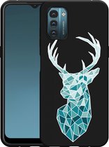 Nokia G11/G21 Hoesje Zwart Art Deco Deer - Designed by Cazy