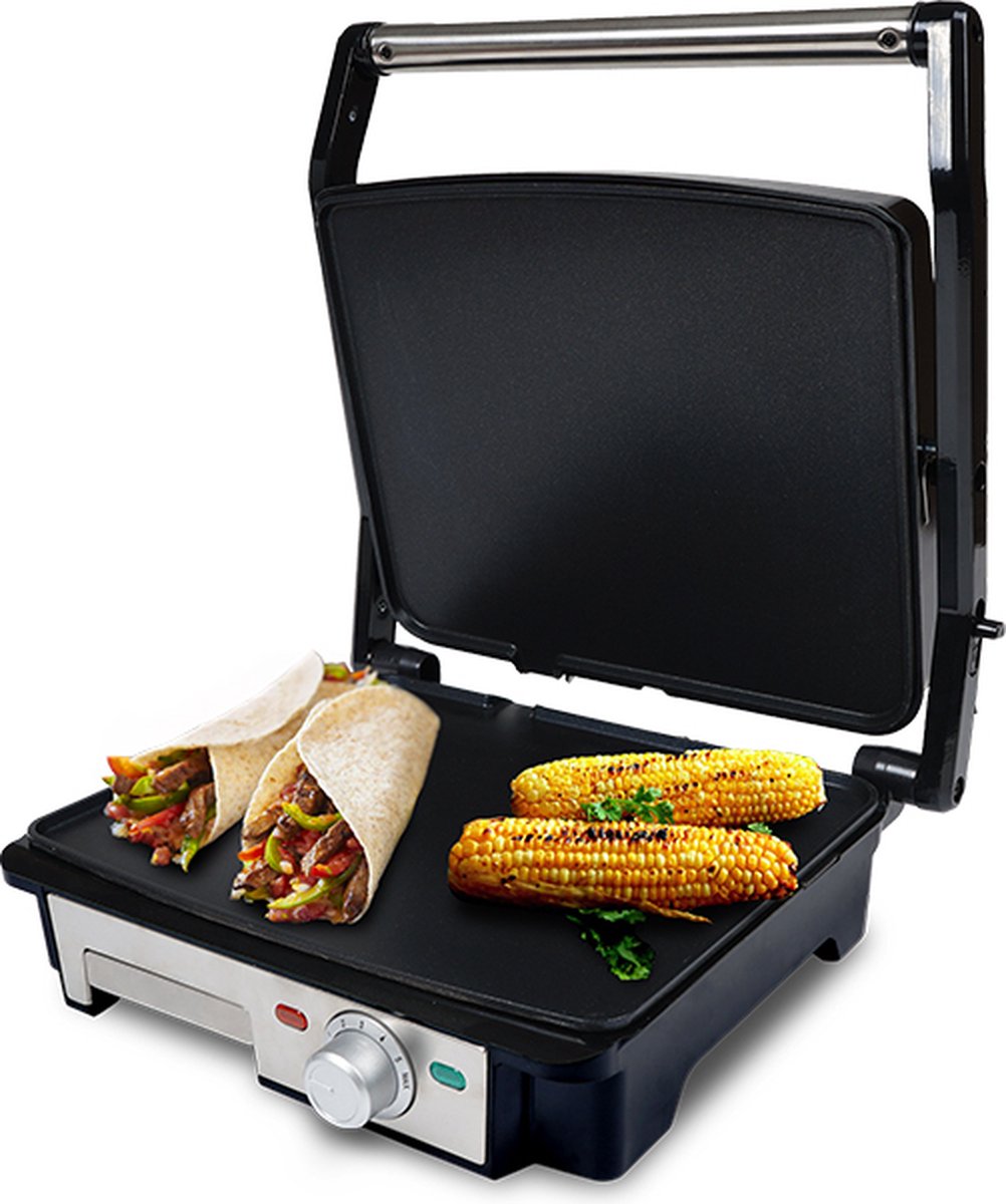 Hendi contactgrill Panini met groot geribbeld grilloppervlak en