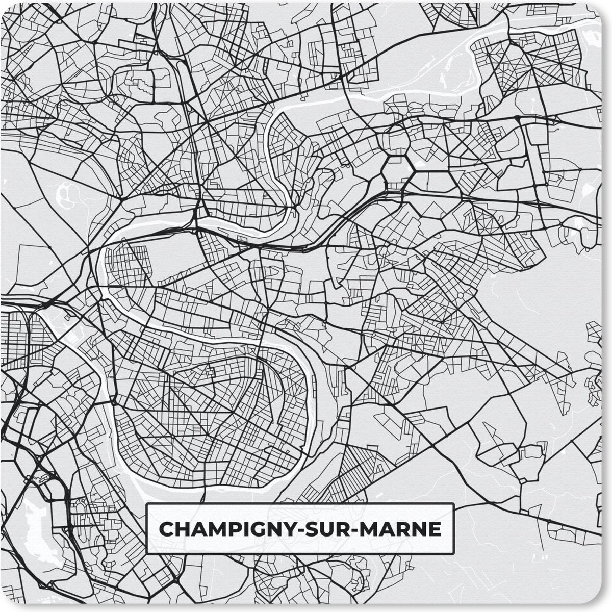 Muismat 30x30 cm - Mousepad Stadskaart - Frankrijk - Kaart - Champigny-sur-Marne - Plattegrond - Muismatten - Stadskaart
