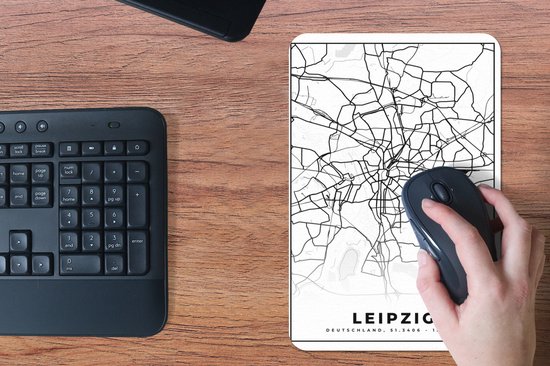 Muismat 18x27 cm - Mousepad Leipzig - Plattegrond - Kaart - Stadskaart - Muismatten - Stadskaart